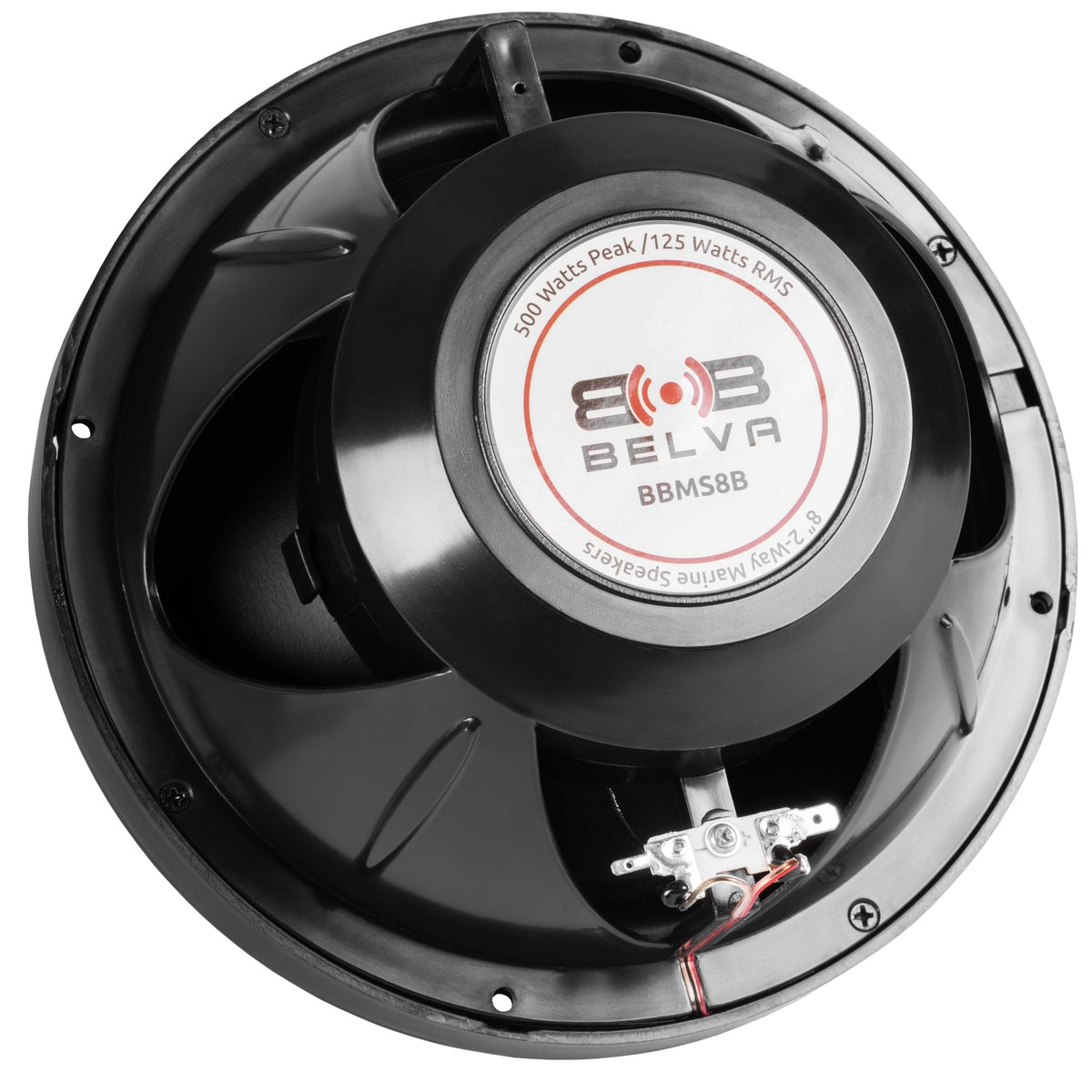 BELVA BBMS8B 8” 2-Way 500W Peak (250W RMS) Black Marine Coaxial Speakers for Marine/ATV/Motorcycle/Powersports