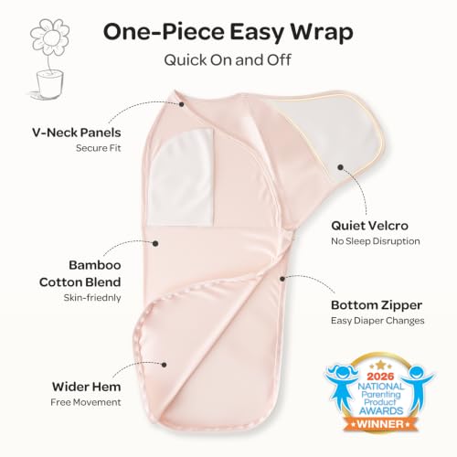 Momcozy Swaddles for Newborns, Quiet Fastener Swaddle for Infant 0-3 Months | New-Parent-Friendly Sleep Sack, Reduce Startle Reflex, Newborn Boys Girls Registry Essentials, 2-Pack, Bloom