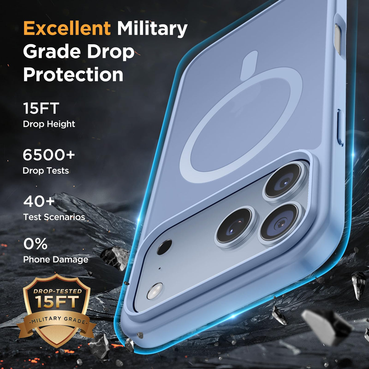 Miracase Magnetic for iPhone 18 Pro Case 6.3",Translucent Matte, Glacier | Compatible with MagSafe, Military-Grade Protection, Anti-Fingerprint, Rugged Shockproof Protective, Slim Thin Phone Case