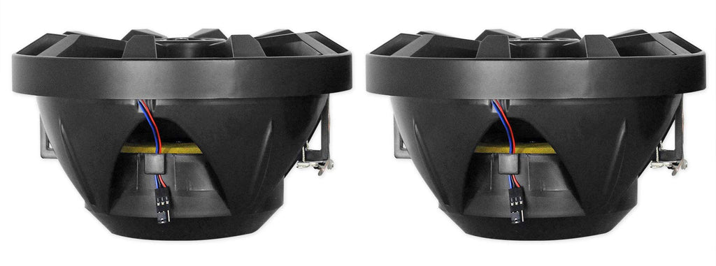 Rockville RKL80MB 8" Black 2-Way Marine Boat LED Speakers Pair | 900W Peak / 200W RMS, 4 Ohm, IP66 Waterproof, Red/Blue Beat-Sync LEDs, 40Hz-20kHz, Includes 16.4 Ft Wire and Grilles
