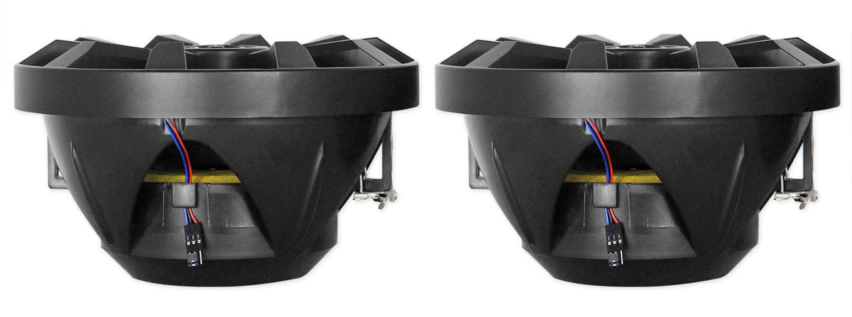 Rockville RKL80MB 8" Black 2-Way Marine Boat LED Speakers Pair | 900W Peak / 200W RMS, 4 Ohm, IP66 Waterproof, Red/Blue Beat-Sync LEDs, 40Hz-20kHz, Includes 16.4 Ft Wire and Grilles