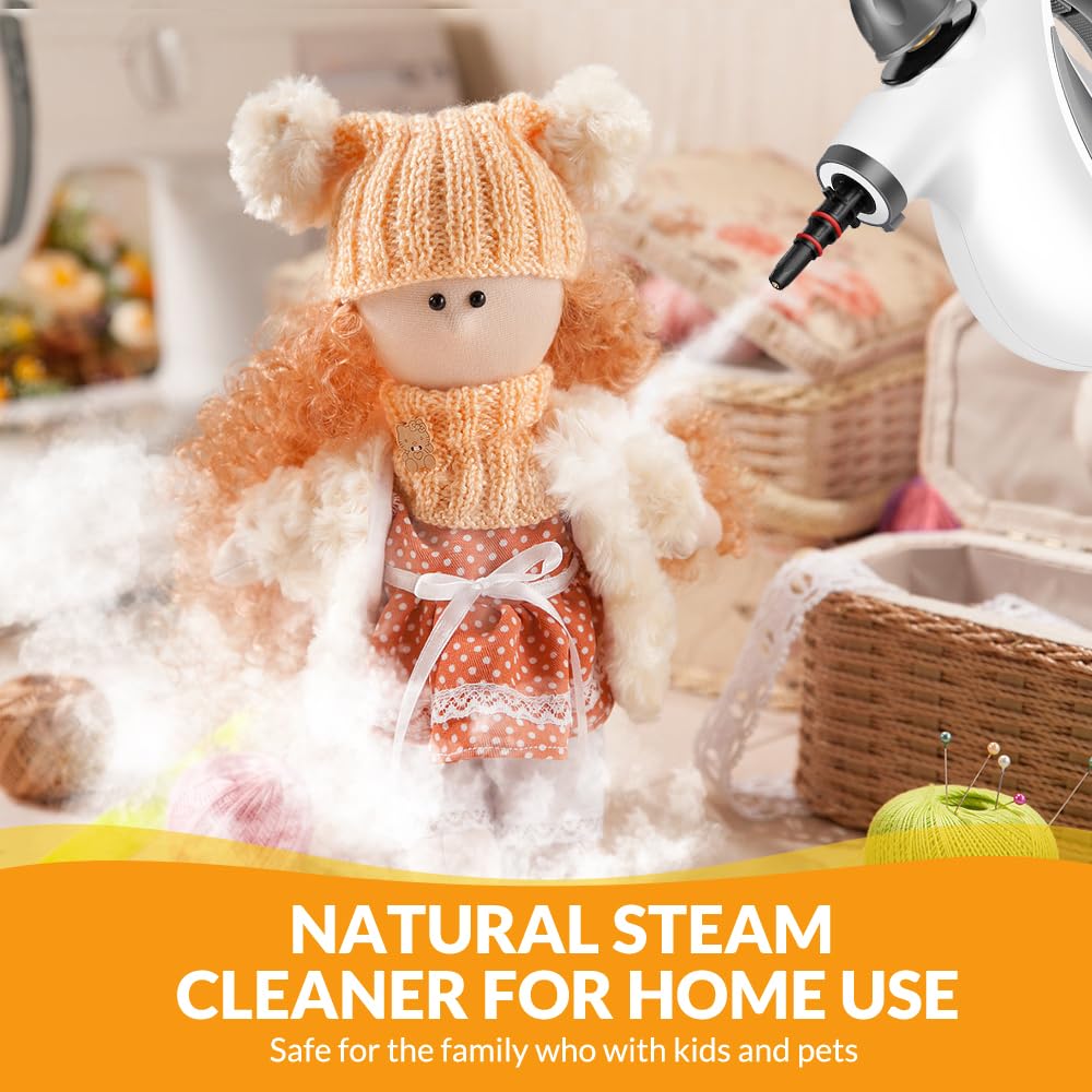 Handheld Steam Cleaner, Pressurized Hot Steam with 12 Accessories for Home