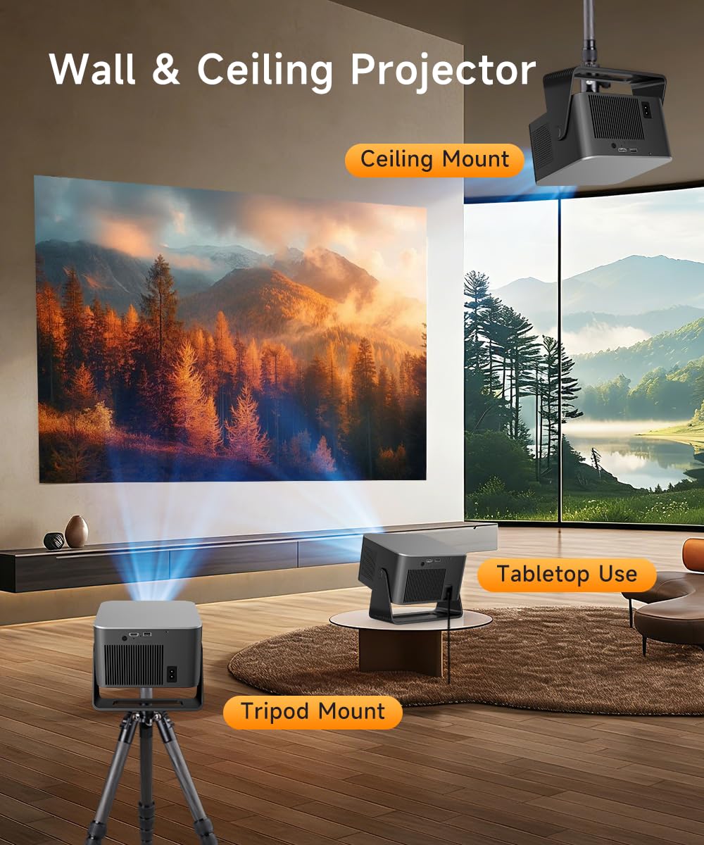 Magcubic Smart Projector with Wifi 6 and Bluetooth 5.4, Native 1080P Portable Projector 4K & 8K Support, 600 ANSI, Auto Focus & Obstacle Avoidance, Mini Proyector for Outdoor Movie Home HY350Max
