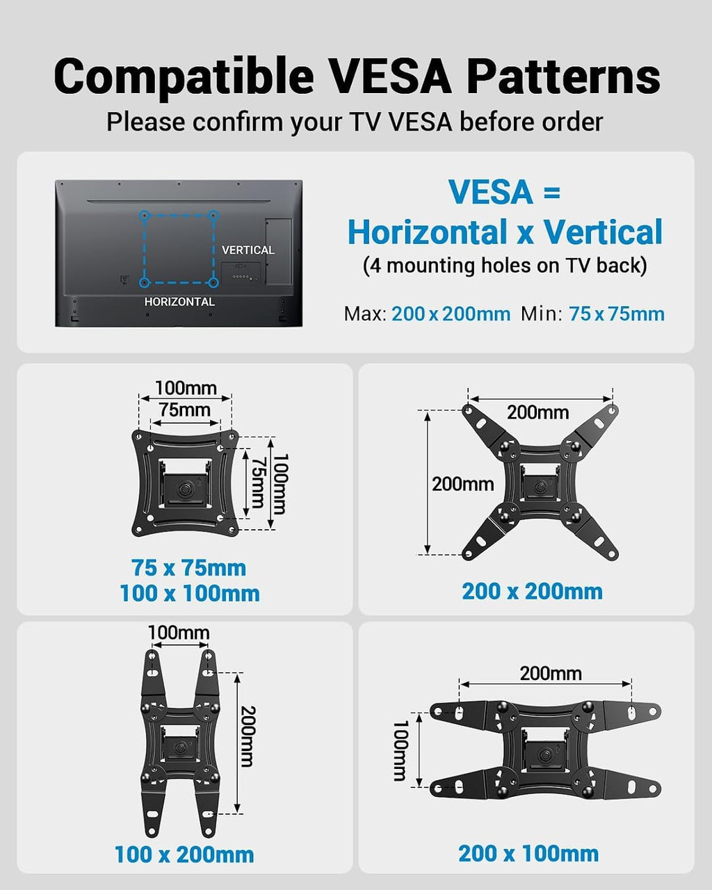 Pipishell Full Motion TV Wall Mount for Echo Show 21/15 and 13-43 Inch Flat Curved Screen TVs & Monitors, Max VESA 200x200mm up to 44lbs, TV Mount Wall Bracket with Rotation Swivel Tilt Extension