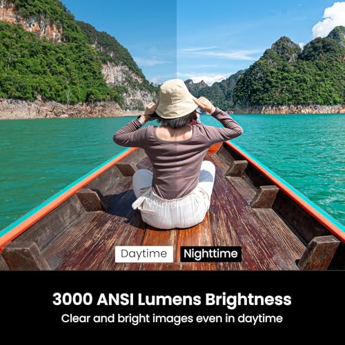 HAPPRUN 3000 ANSI Lumens Outdoor Projector with Official Google TV | 4K Supported, Dolby Audio, Auto Focus & Auto Keystone, 10K+ Apps, WiFi 6, Bluetooth, Indoor & Outdoor Movies