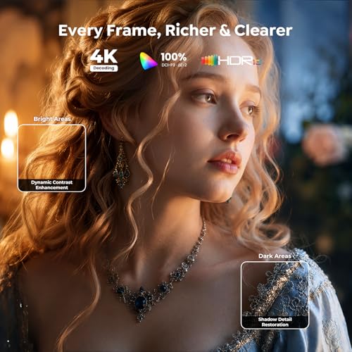 Outdoor-Projector-4K [VIDAA Live TV/40W Dolby/920 ISO] with WiFi6 and Bluetooth Compatible with Netflix, Smart Projector, AI Voice Control & Auto Focus, HDR10, Movie Proyector for Ceiling Home Theater