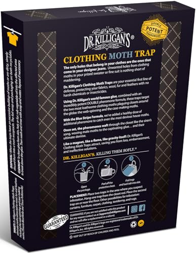 Dr. Killigan's Premium Clothing Moth Traps with Pheromones (Black, 6 Traps) | Clothes Moth Traps with Pheromones, Alternative to Moth Balls, Targets the Webbing Clothes Moth & Casemaking Clothes Moth