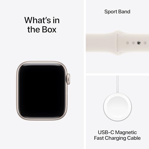 Apple Watch SE 3 [GPS 40mm] Smartwatch with Starlight Aluminum Case with Starlight Sport Band - S/M. Fitness and Sleep Trackers, Heart Rate Monitor, Always-On Display, Water Resistant