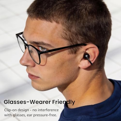 TOZO OpenEarRing Open Ear Earbuds 40H Bluetooth 5.4 Lightweight Comfort | Open Ear Clip On Wireless Earbuds with Smart Digital LED Display, Stable Connection, Secure Fit for Driving Workout Black