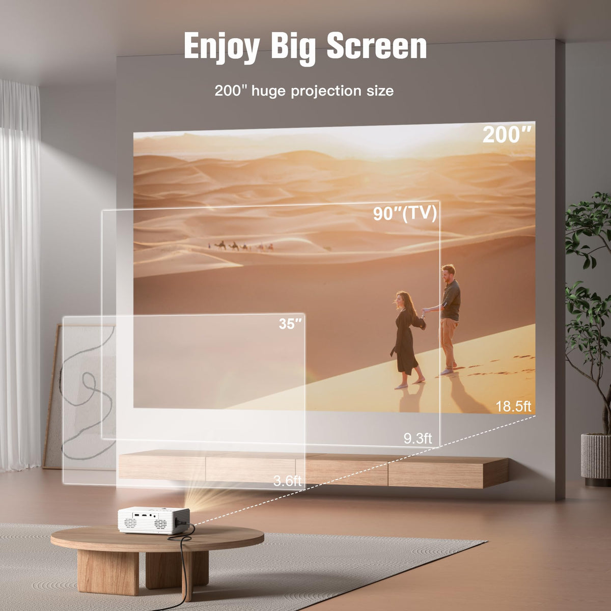 AuKing Projector, 2024 Upgraded Mini Projector, Full HD 1080P Home Theater Video Projector, Compatible with HDMI/USB/AV/Smartphone/TV Box/Laptop