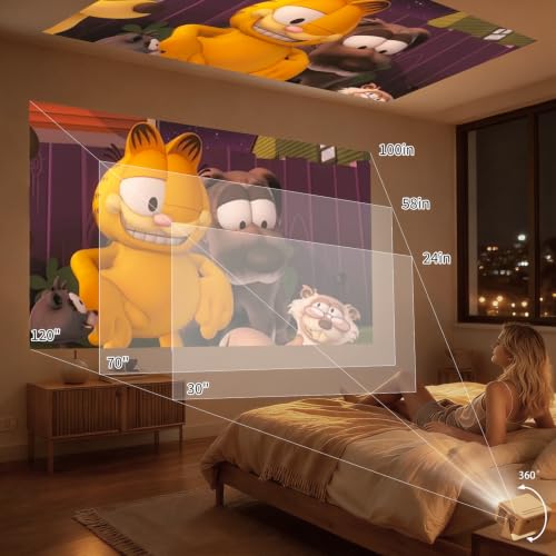 Yoton Y3 Mini Projector, Ultra-Compact 317g, 360° Stand, Auto Keystone | 50% zoom, 720P Native, 1080P Input Support, Portable Small Movie Projector Compatible with TV Stick/HDMI/USB/TF Card