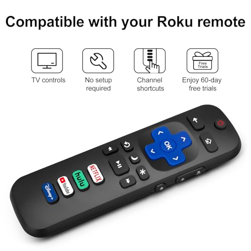 (2 Pack) Replacement Remote Control for Roku TV, for TCL Roku/Onn Roku TVs | for Hisense Roku/Sharp Roku/Element Roku/Westinghouse Roku/Philips Roku Smart TV (Not for Stick & Box) Ready Out of the Box