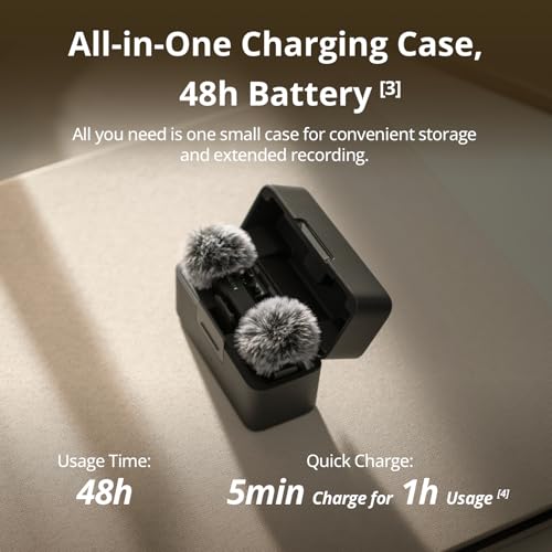 DJI Mic Mini (2 TX + 1 RX + Charging Case), Ultralight, Detail-Rich Audio | 48h Use, Noise Cancelling, Automatic Limiting, Wireless Microphone for Camera/iPhone/Android, Vlog, Streaming