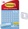 Command Clear Indoor Mini Light Clips Value Pack, 45 Clips, 54 Strips, Damage-Free String Light Hangers for Home, Room, Wall, Office, and Dorm Decor, Great for Cable Management, Holds up to 0.3 lb