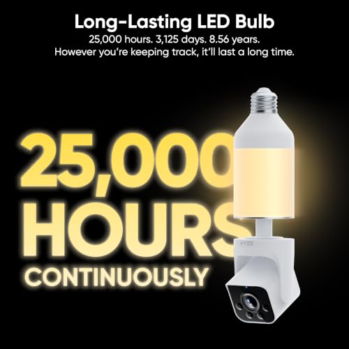 WYZE Bulb Cam - 2K HD Smart Light Bulb Security Camera, E26 Socket | Color Night Vision, 800-Lumen Dimmable LED, 160° Wide View, Motion Detection & Siren, Works with Alexa & Google Assistant