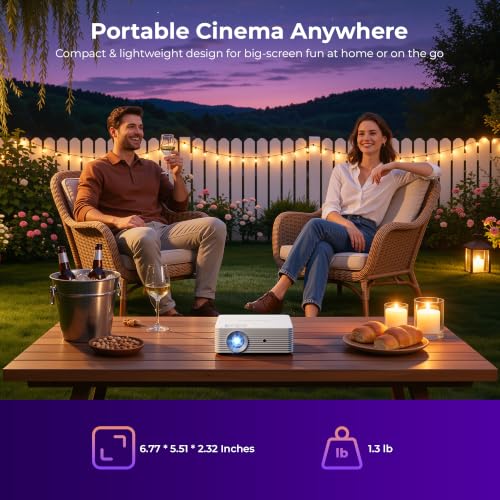 ELEPHAS Roku TV Smart Projector with Wi-Fi and Bluetooth | Built-in Roku TV, Works with Alexa & Google Home, Dolby Audio, Portable Mini Projector for Bedroom, Outdoor