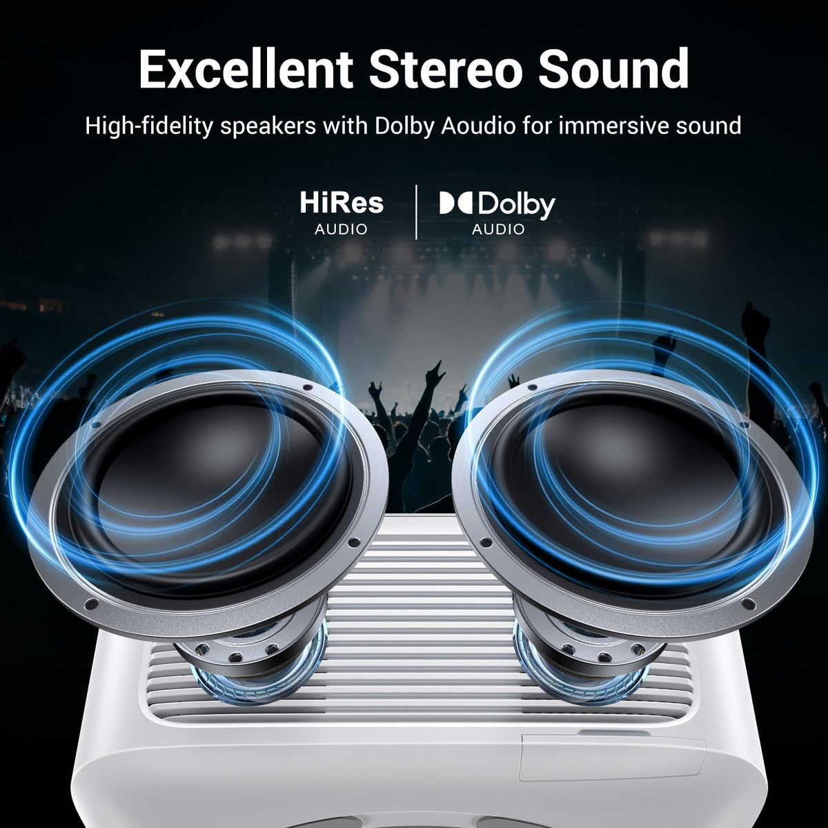 HAPPRUN 1500 ANSI Smart Outdoor Projector, Built-in Apps, 30W Dolby Audio | 4K Decoding,Auto Focus,10K+ Apps,Movie Projector with WiFi Bluetooth,Portable Indoor Proyector Compatible with Phone/TV Stick