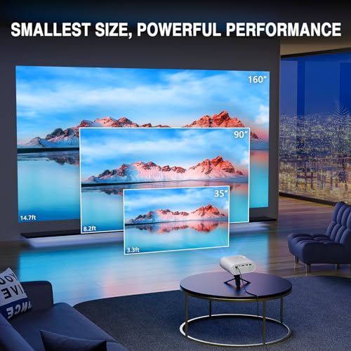 Mini Projector, VISSPL Full HD 1080P Video Projector, Portable Outdoor Projector with Tripod, Kids Gift, Home Theater Movie Phone Projector Compatible with Android/iOS/Windows