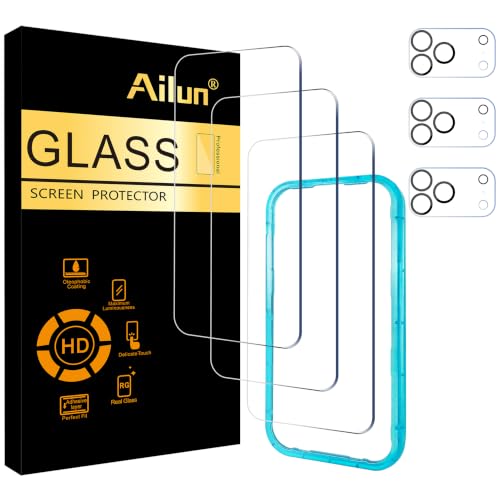 Ailun Screen Protector + Camera Lens Protector for iPhone 18 Pro | 3+3 Pack, 6.3 inch, Tempered Glass, Installation Frame, Sensor Protection, Dynamic Island Compatible, Case Friendly