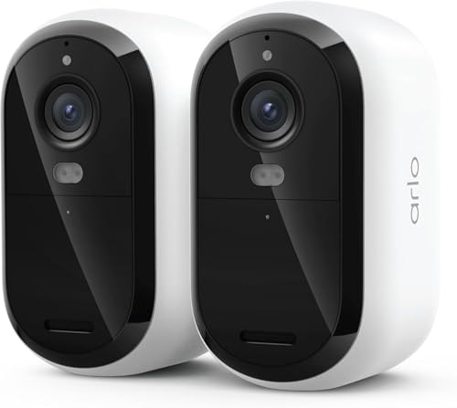Arlo Essential Wireless Security Camera 2K (3rd Gen) - 2-Cam | Rechargeable home security camera; 2K & color night vision; Person, vehicle & animal detection; 1-mo Secure plan incl.
