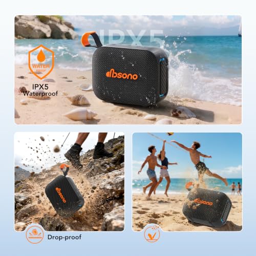 Portable Bluetooth Speaker Line-in Support: IPX5 Waterproof, Black | Up to 24H Playtime, HD Sound, TWS Pairing, LED Light, Outdoor Speaker for Beach, Pool, Travel, School Supplies for Adult Teen