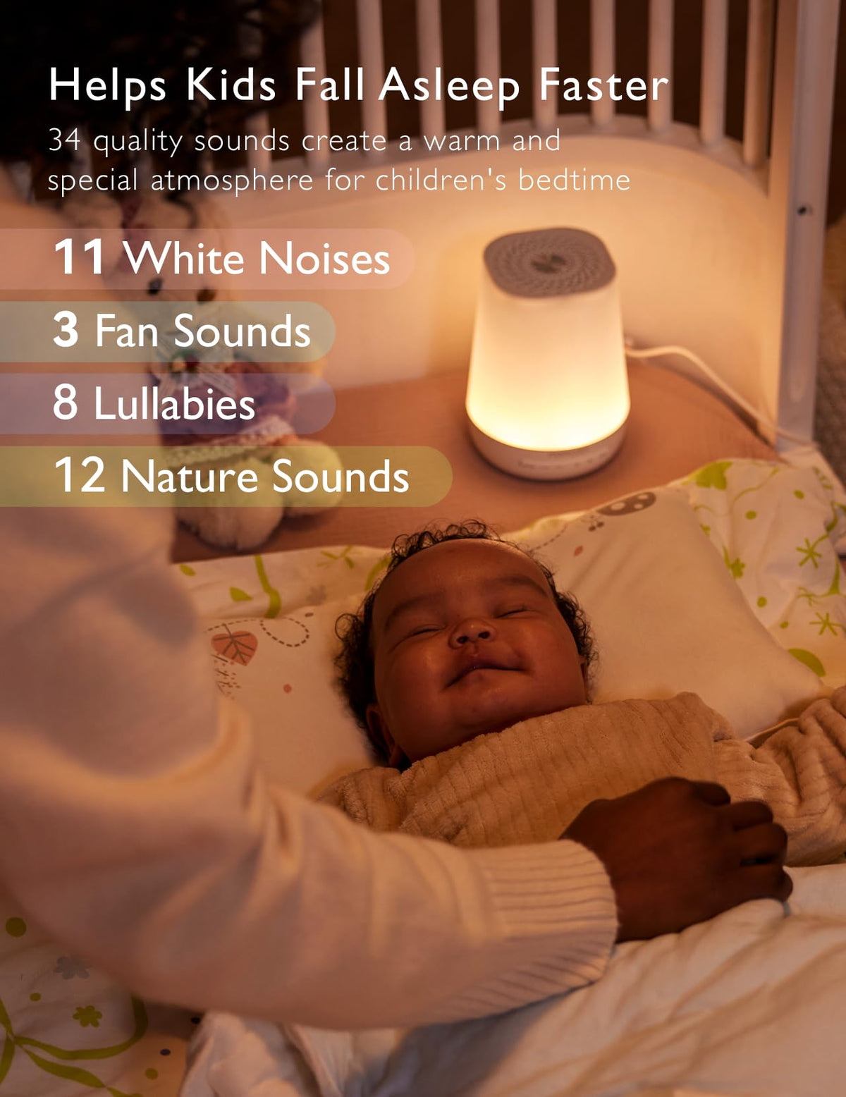 Momcozy Smart Baby Sound Machine with Night Light, White Noise Machine | Toddler Sleep Trainer 34 Soothing Sleep Sounds, Timer, App Remote Control, Egg Light, Personal Sleep Routine Alarm Clock