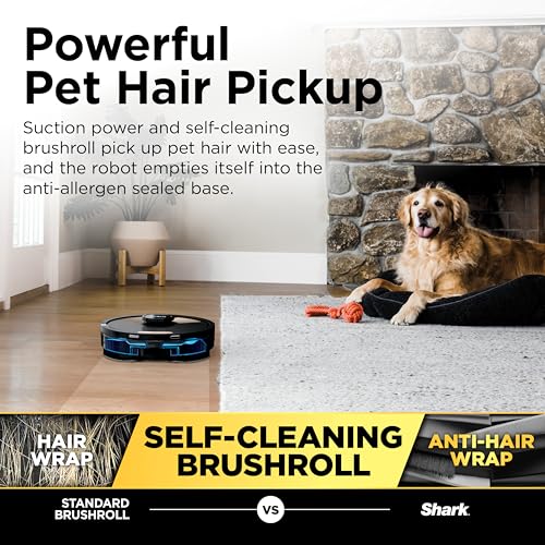 Shark Matrix Plus Robot Vacuum & Mop Combo, 60-Day Self-Emptying, AV2610WA | Matrix Clean Navigation for Carpet, Hard Floors & Pet Hair, HEPA, Sonic Mopping, Anti-Hair Wrap, LiDAR Mapping, Wi-Fi Control