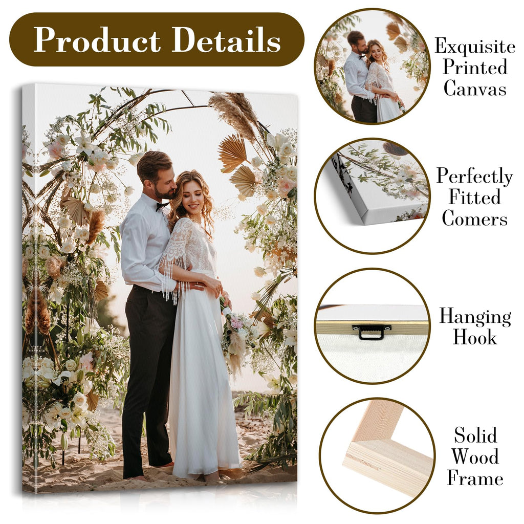 Custom Canvas Prints with Your Photos - Personalized Pictures Print, Customized Photo Gifts, Wall Art Poster Canvas Printing for Wedding, Family, Baby, Pets, Home Office Decor, Wrapped Frame 8x12