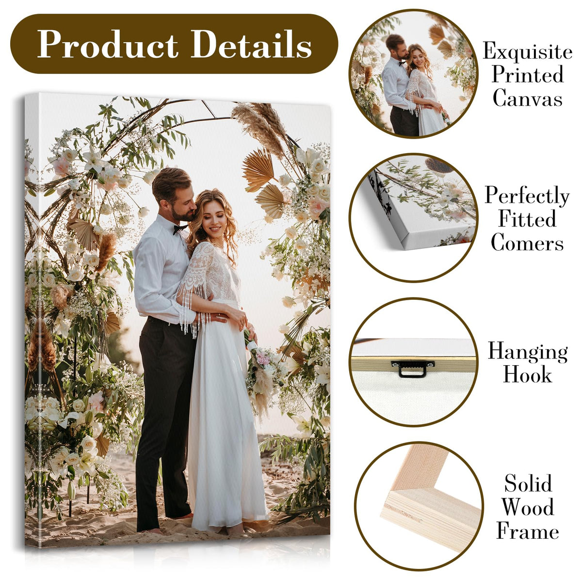 Custom Canvas Prints with Your Photos - Personalized Pictures Print, Customized Photo Gifts, Wall Art Poster Canvas Printing for Wedding, Family, Baby, Pets, Home Office Decor, Wrapped Frame 8x12