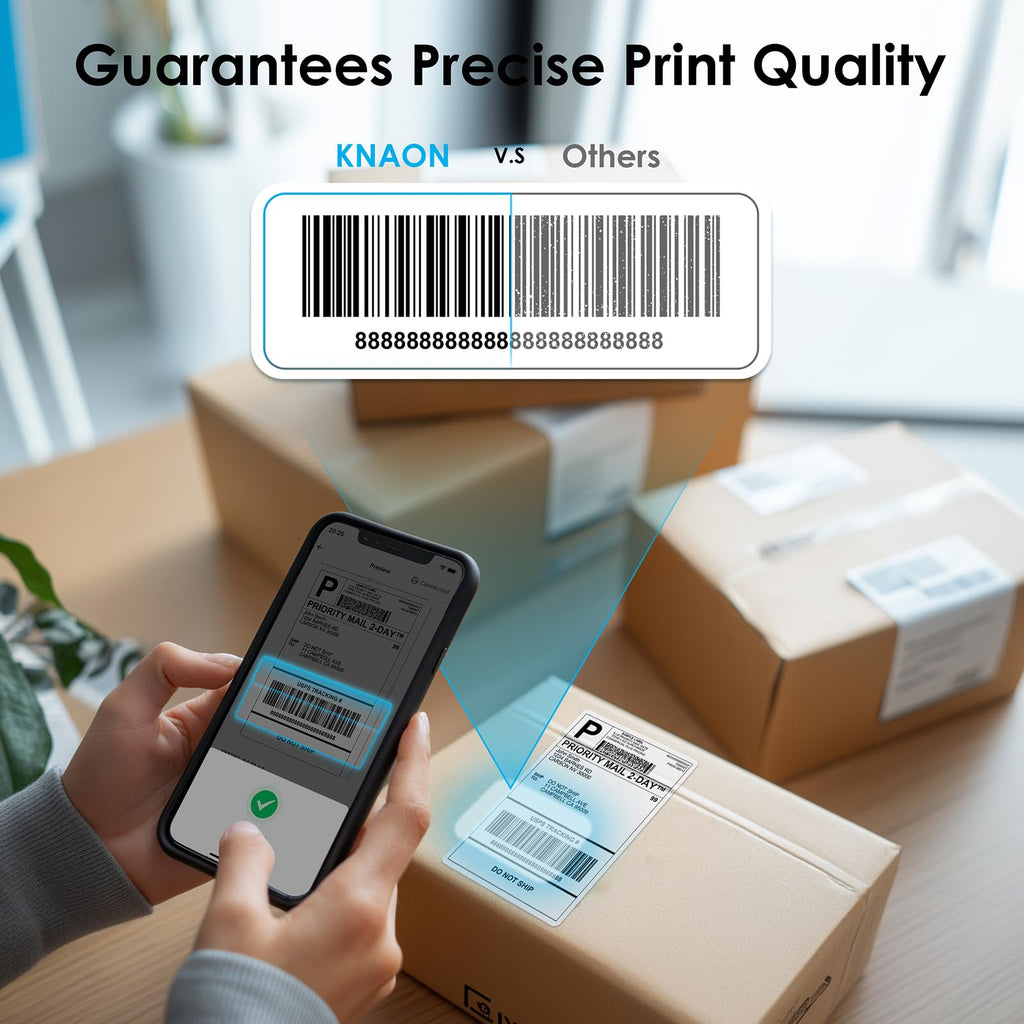 KNAON Shipping Thermal Label Printer, 4x6 Portable Label Printer, Black | Bluetooth Label Printer, Portable for Home Office & Small Business, Works with iPhone, Android, PC, Perfect for Etsy, USPS