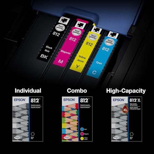 Epson 812 Genuine Ink Cartridge XL Black and Standard Color Combo Pack | Works With WorkForce Pro WF-7310 WF-7820 WF-7840 EC-C7000 Printers