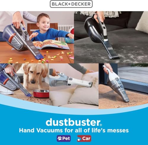 BLACK+DECKER dustbuster Cordless Handheld Vacuum, Portable Car Vacuum Cordless Rechargeable, Wall Mount, Strong Suction QuickClean (HNVC215B10)