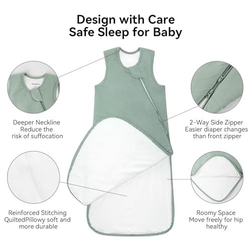 BubblePanda Rayon Made from Bamboo Sleep Sack 0-6 Months 1.0 Tog Newborn | 0-3 Months Sleep Sacks, 3-6 Months Toddler Sleeping Sack, 2-Way Zipper, Soft Baby Wearable Blanket