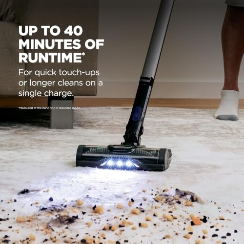 Shark Pet Cordless Stick Vacuum, 40-Min Runtime, Lightweight, Grey, IX141 | Powerful Suction, XL Dust Cup, LED Headlights, Removeable Handheld Vacuum for Carpet & Hard Floors, Crevice & Pet Tool​