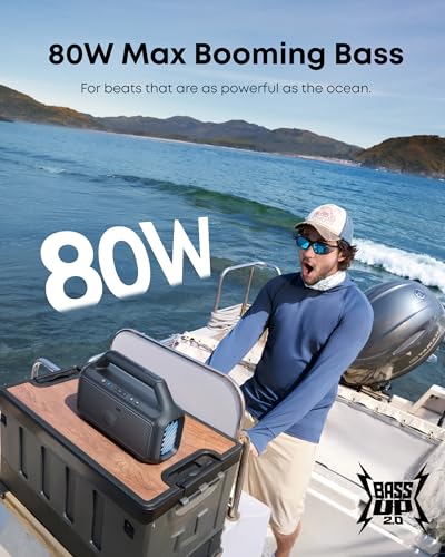 Soundcore Boom 2 by Anker, 80W Outdoor Bluetooth Speaker, 24H Playtime | IPX7 Waterproof, BassUp 2.0, Floatable, RGB lights, USB-C, Custom EQ via soundcore App, Portable for Camping and Beach