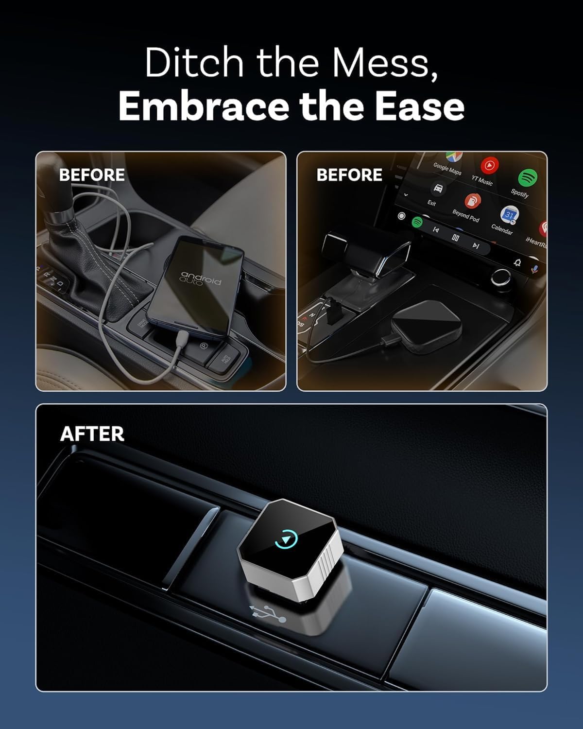 Wireless CarPlay Adapter for Apple iPhone & Android Auto, 2026 Upgraded 2-in-1 Plug and Play Converts Wired to Wireless Car Play Adapter, Fast Auto-Connect, Mini Size with iPhone iOS 10+