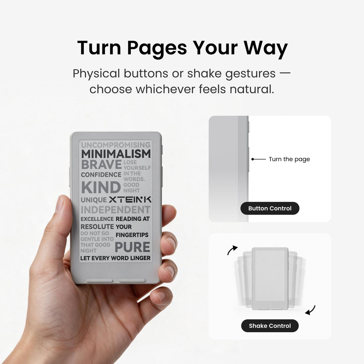 XTEINK X4 Classic Pocket eReader, Ultra-Light 68g & 4.9mm Thin,Reader Gifts | Ultra Thin 0.19" design, 4.3" E ink Paper-feel ,Dual Page Turn Button & Shake, Magnetic Pogo-pin attach,Extended Battery Life