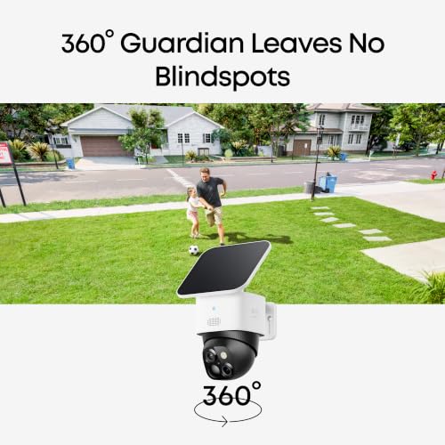 eufy Security SoloCam S340, 3K Dual-Lens Solar Security Camera | 360° Coverage, Pan & Tilt, No Blind Spots, AI Detection & Tracking, Color Night Vision, No Monthly Fee, Built-in 8GB
