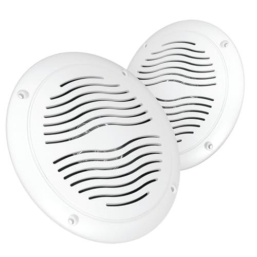 Magnadyne 5-inch Water Resistant Outdoor Speakers, Dual Cone, 25W Peak Power, Marine and RV Compatible (White)