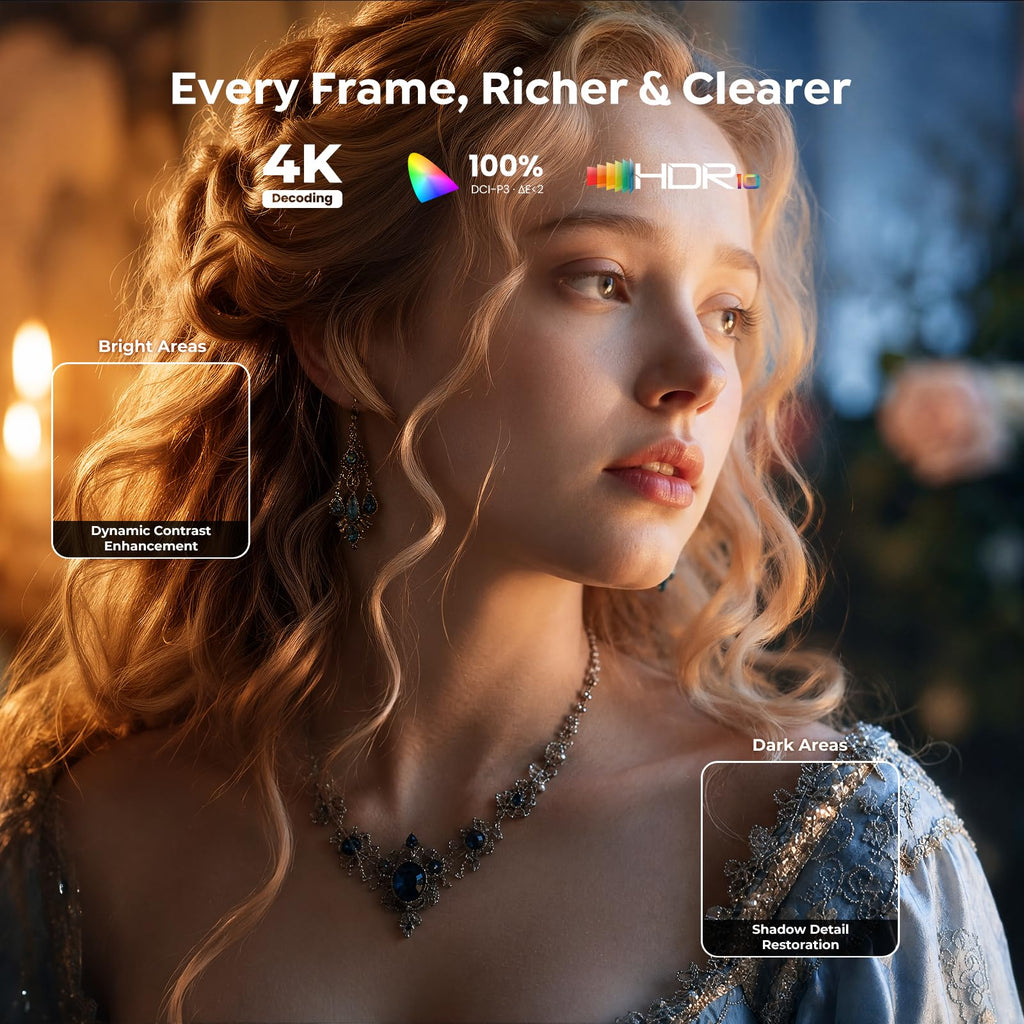 Outdoor-Projector-4K [VIDAA Live TV/40W Dolby/920 ISO] with WiFi6 and Bluetooth Compatible with Netflix, Smart Projector, AI Voice Control & Auto Focus, HDR10, Movie Proyector for Ceiling Home Theater