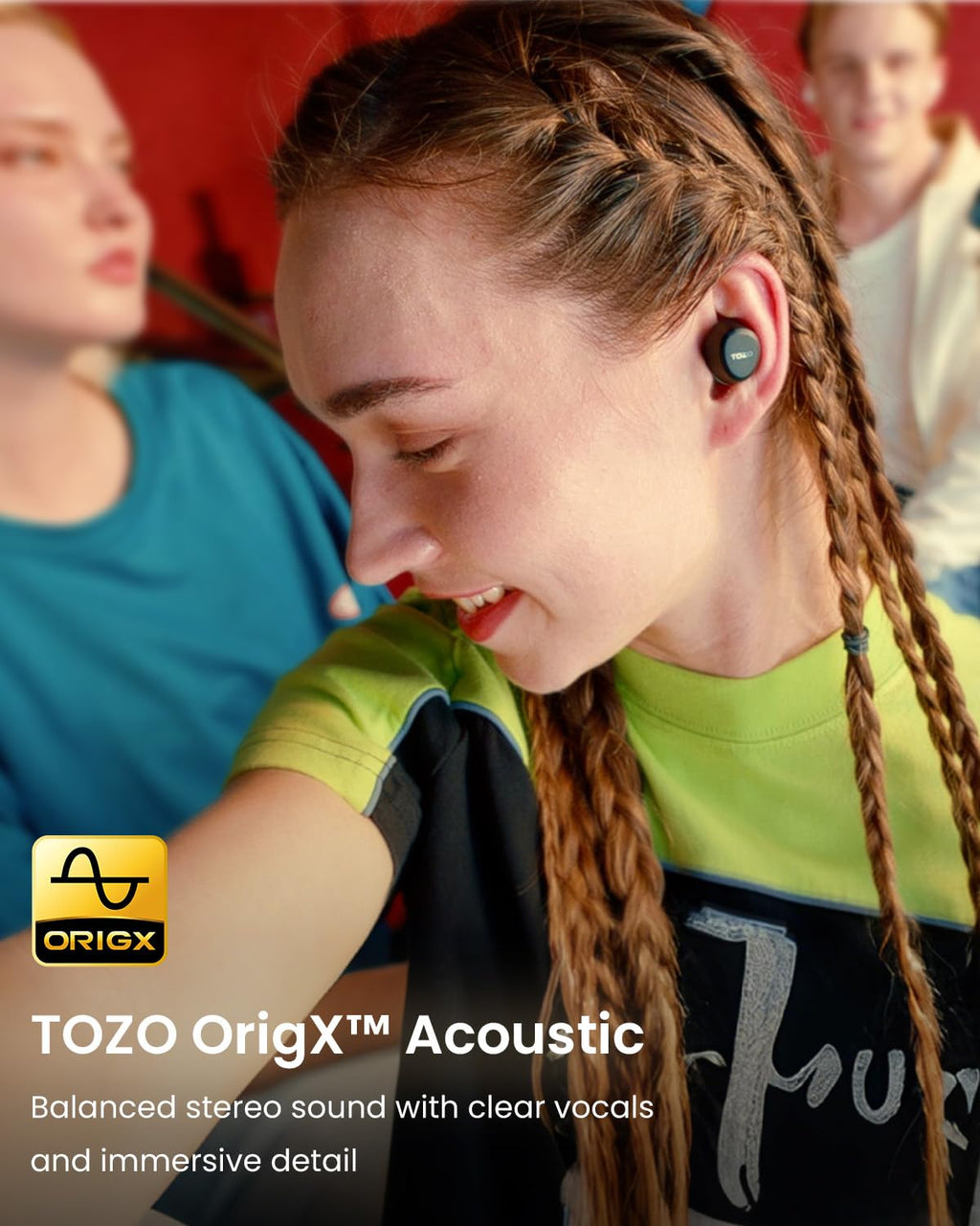 TOZO A1 Wireless Earbuds Bluetooth 5.3 Light Weight in Ear Headphones | IPX5 Waterproof,2 Mics for AI Calls,Immersive Premium Sound Bass Headset with Charging Case,32 EQ via App Black