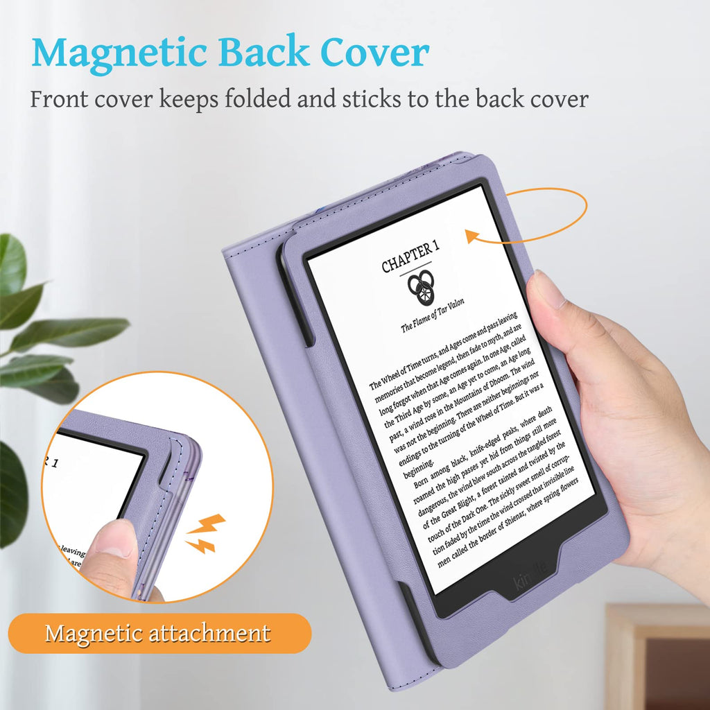 Fintie Stand Case for 6" Kindle 11th Generation 2024/2022, Lilac Marble | Foldable Kickstand PU Leather Cover, Card Slot & Hand Strap, Auto Sleep/Wake, for All-New Kindle 2024/2022 11th Gen e-Reader