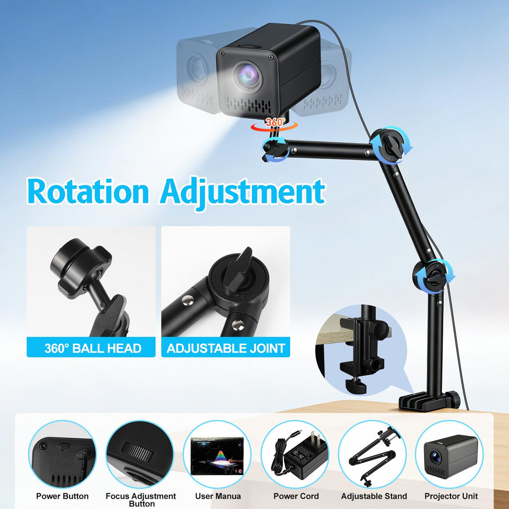 Art Projector for Tracing and Drawing - 5G WiFi & App-Free Web Control | Digital Sketch Projector with Stable Stand for Cookie Decor - Compatible with iOS/Android, Supports Online/Offline