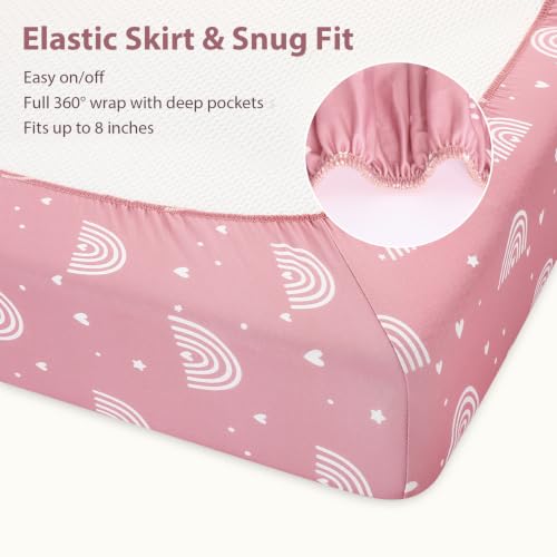 Baby Crib Sheets Girl, 3 Pack Toddler Bed Sheets Fitted 52”x28”