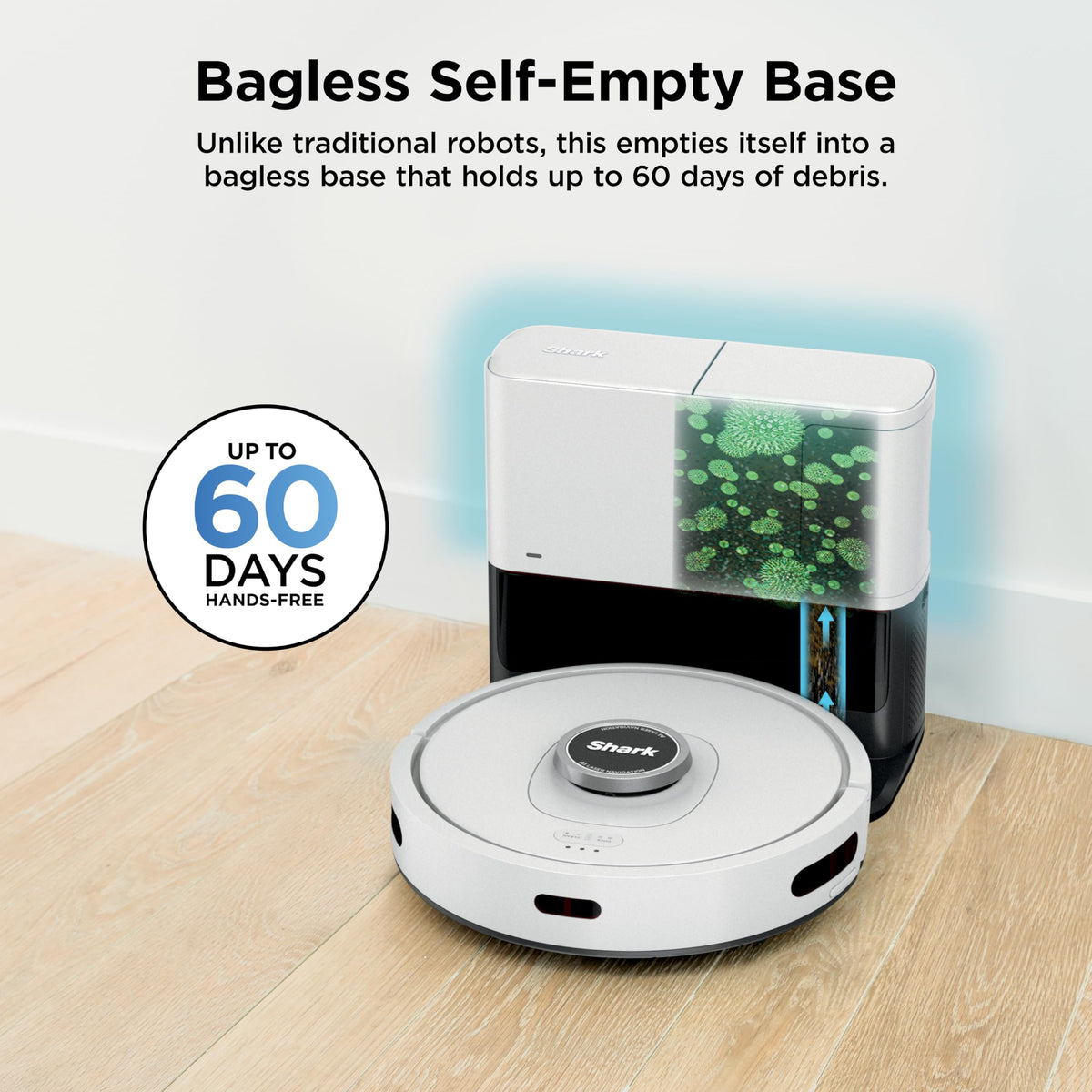 Shark AI Ultra Robot Vacuum, 60-Day Self-Emptying Base, Black, AV2511AE | Matrix Clean Navigation for Carpet, Hard Floors & Pet Hair, HEPA, Powerful Suction, Anti-Hair Wrap, LiDAR Mapping, Wi-Fi