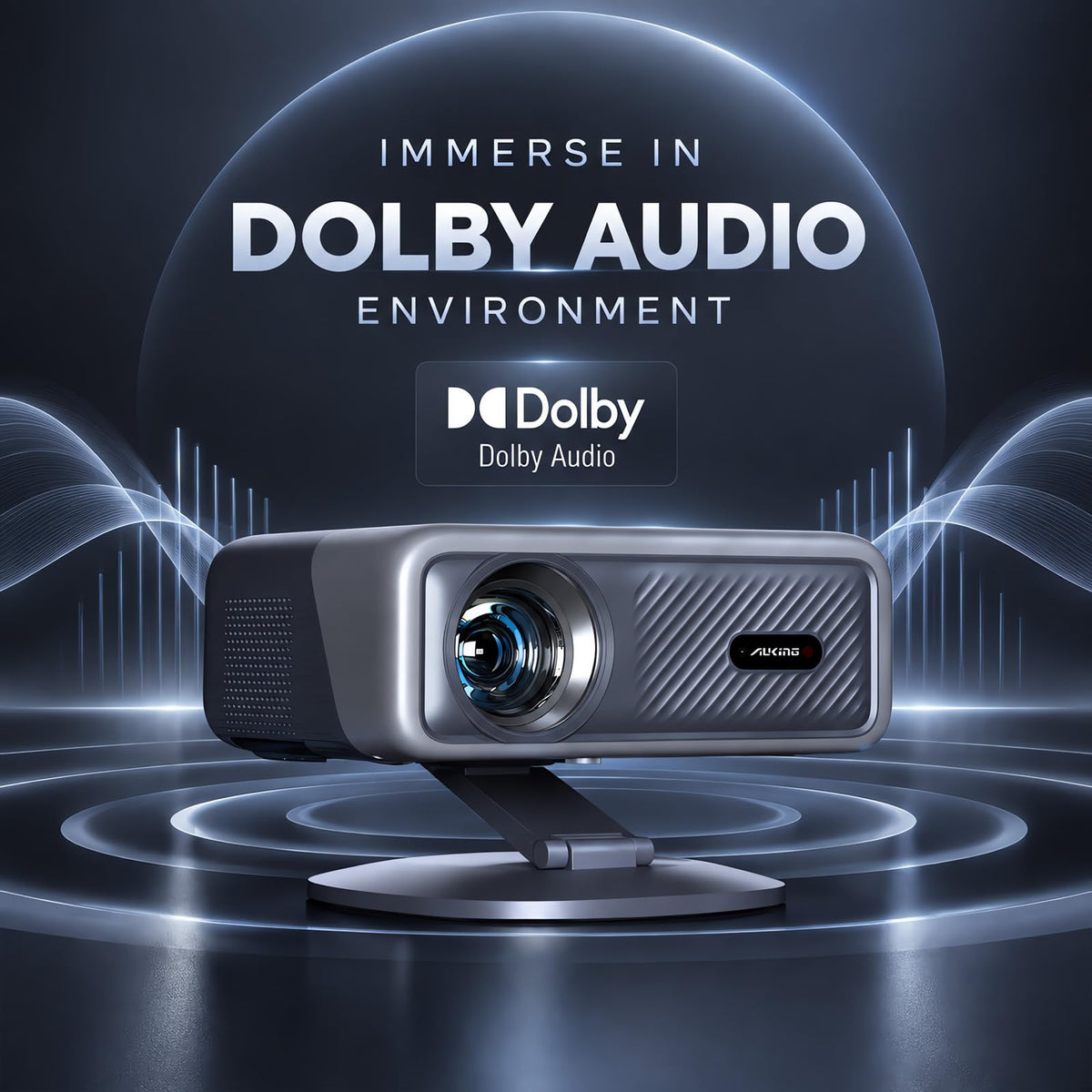 5000ANSI &70W Dolby AuKing Outdoor Projector with WiFi Bluetooth Autofocus | 4K Movie projector Now with Netflix. HDR10+ color. TOF autofocus.Foldable stand.For home theater, gaming, camping.