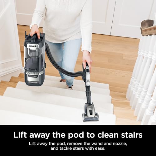 Shark Rotator Lift-Away Vacuum, DuoClean PowerFins, Dark Grey, LA555 | Self-Cleaning Brushroll, Odor Neutralizer, Lift-Away ADV, HEPA Filter, LED Headlights, Swivel Steering, Pet Tools Included