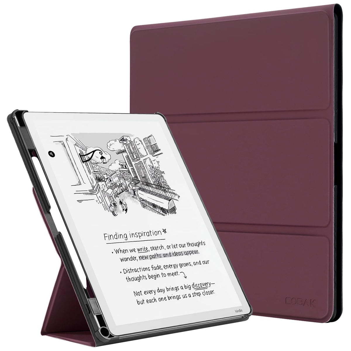 CoBak Stand Case for 11" Kindle Scribe 3rd Gen 2025 & Colorsoft | Two Viewing Angles – All-New PU Leather Cover with Auto Sleep/Wake, Built-In Pen & Tip Holders