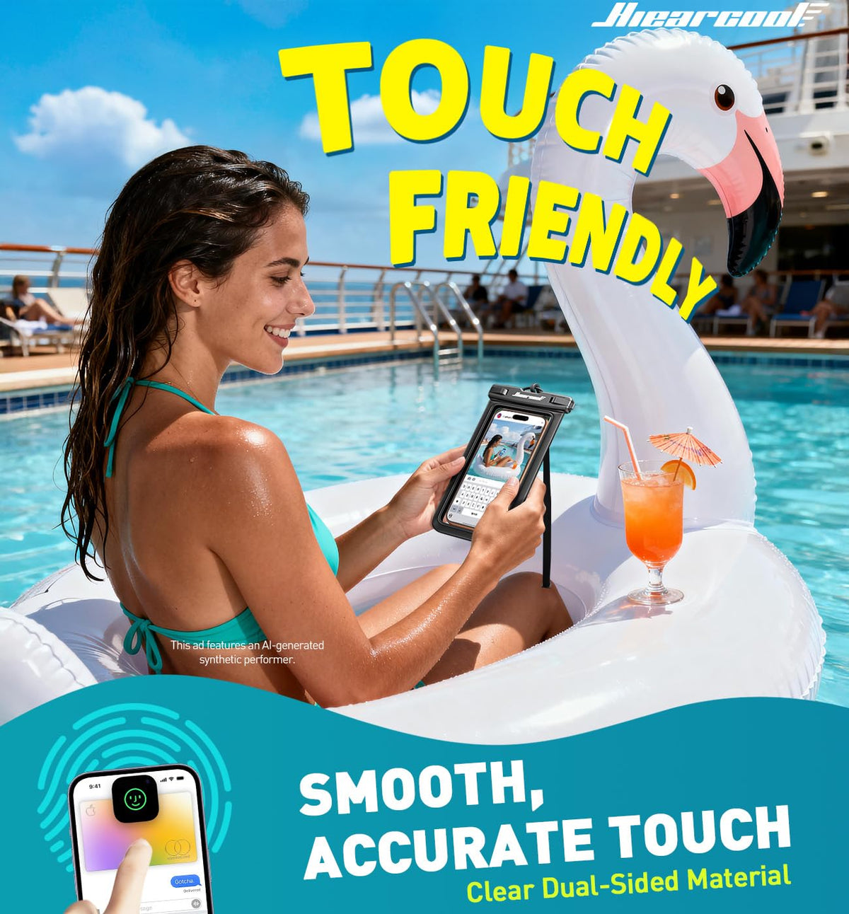 Hiearcool Waterproof Phone Pouch, Waterproof Phone Case, Black&Green 2-Pack | Durable multilayer IPX8 protection; touchscreen access and fit up to 8.9 inches; cruise essentials 2026 for beach and pool