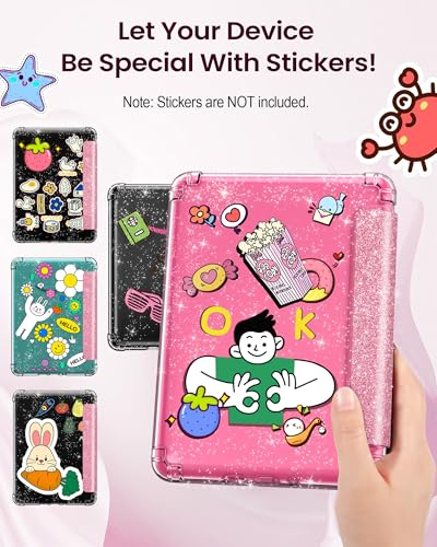 MoKo Case for 7" Kindle Paperwhite 12th Gen & Colorsoft 2024, Glitter Pink | Scratch-Proof, Sparkly Clear Back, Full Protection, Light Shell, Auto Wake/Sleep,for Kindle Paperwhite & Colorsoft 2024/2025